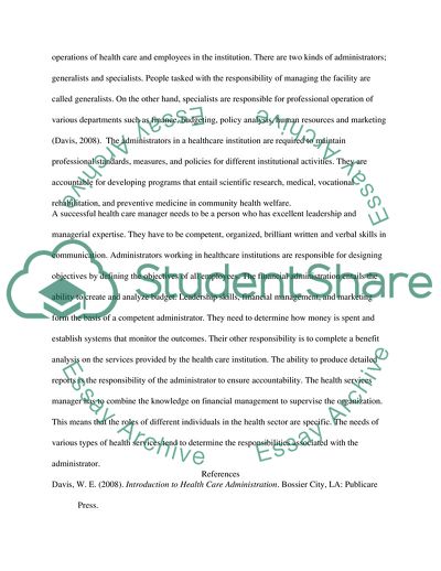 Health Care Administration