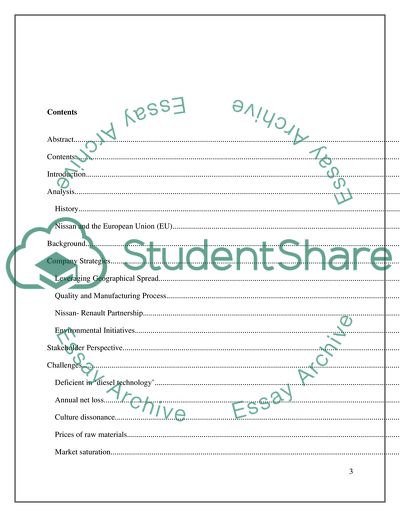 Business in Europe of Nissan