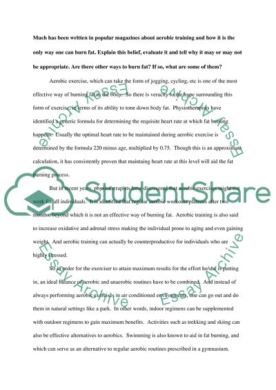 Aerobic Training as the Way One Can Burn Fat