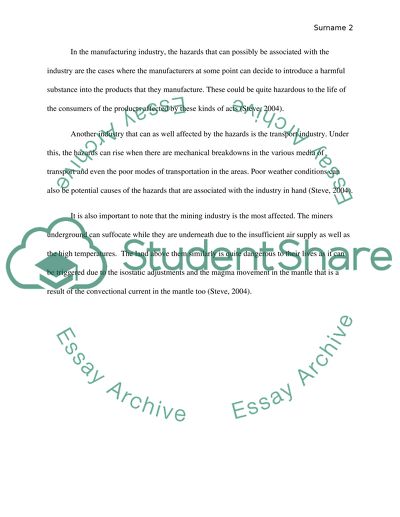 Various Hazards in the Various Industries