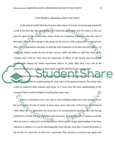 Labor Relations, Beginnng or End of the Union