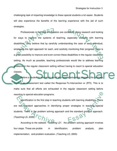 Strategies for Instruction for Students with Learning Disabilities