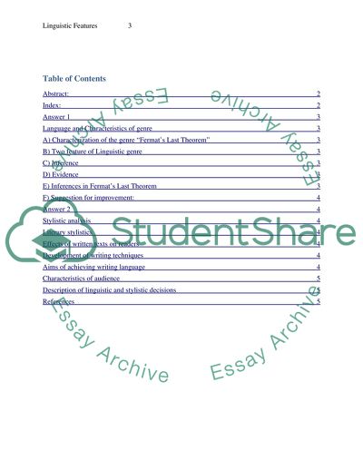 Main Aspects of Linguistic Features