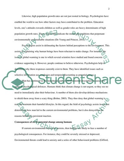 Psychologist Contribution to the Promotion of Pro-Environmental Behaviour