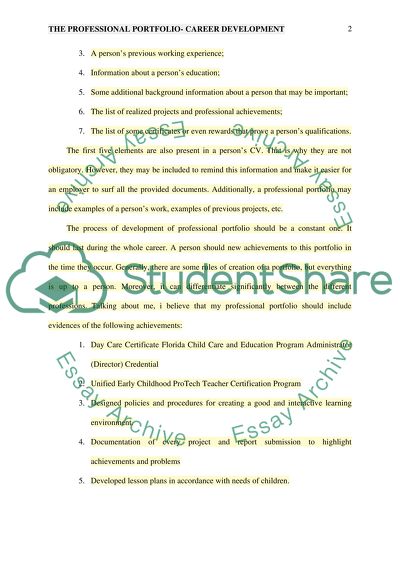 Week 5 -: The Professional Portfolio- Career Development