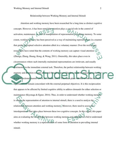 Relationship between Working Memory and Internal Stimuli