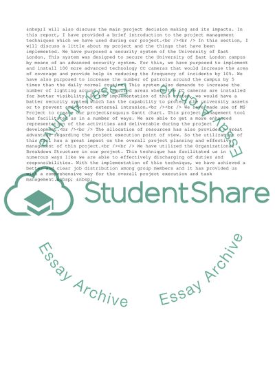 The Security System of the University of East London