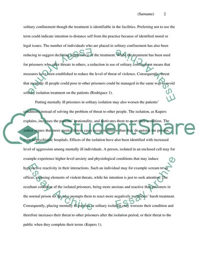 The Safety of Mentally Ill Prisoners in Solitary Confinement