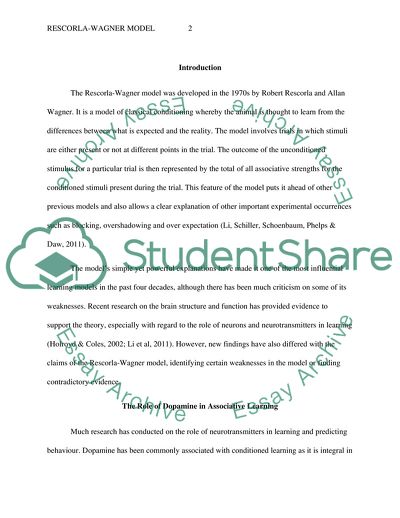 Support for the Rescorla-Wagner Model