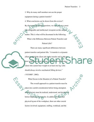 Patient Transfers in the Operating Theatre