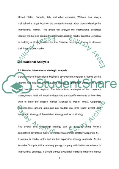 Wahaha International Strategic Analysis