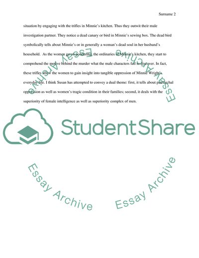 A Critical Analysis of the Portrayal of Women in Susan Glaspells Trifles