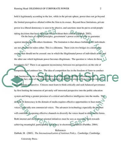 Dilemmas of Corporate Power in a Democratic Society