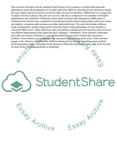 Identification of Team background and Evaluation of its performance