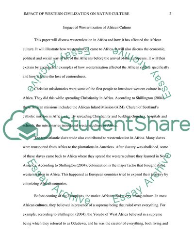 Impact of Westernization of African Culture