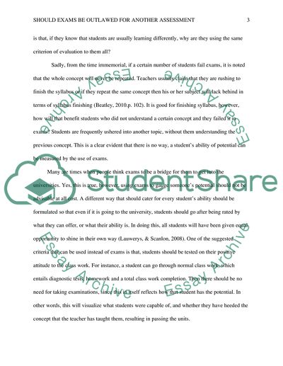 Exams versus Another Form of Assessment