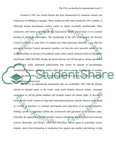 The UN Is an Ineffective International Actor