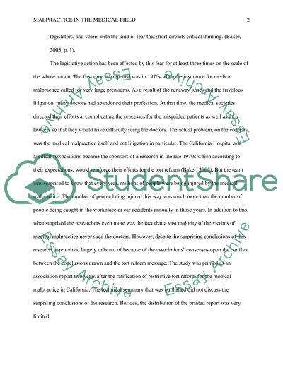 Malpractice in the Medical Field