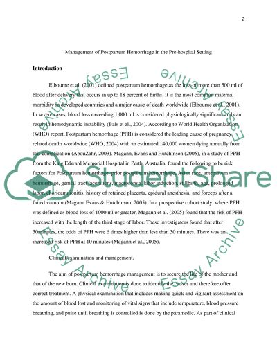 Management of Postpartum Hemorrhage