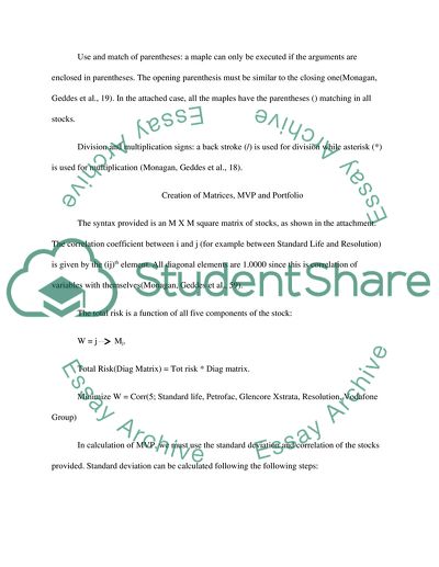 Minimum Variance Portfolio