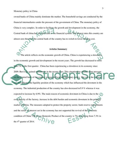 Monetary Policy in China