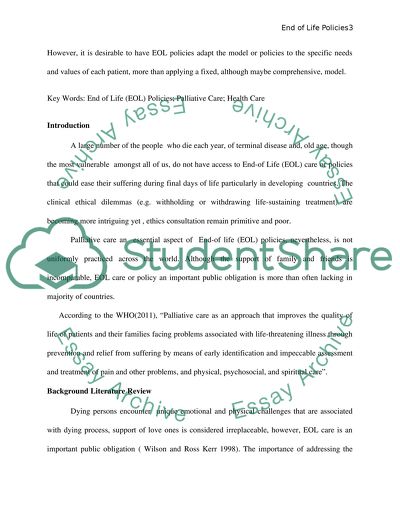 End of Life policies in USA and other countries