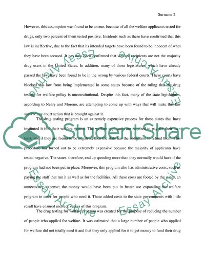 Drug testing on welfare II