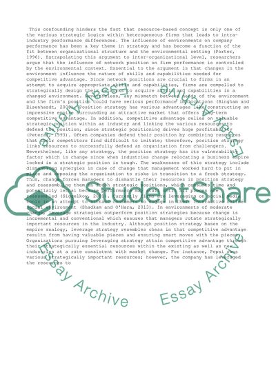 Strategic Logic of Resource-Based View