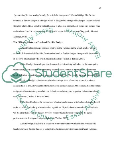 Compare and contrast the fixed and flexible budgets