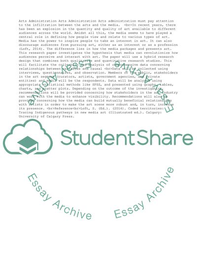 Research Paper: About arts administation