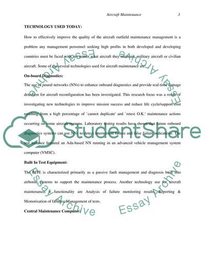 Aircraft Maintenance Technology in Today Use