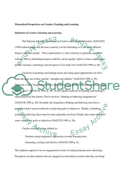 Interface Between Theory And Practice In Reflecting On Creative Teaching And Learning