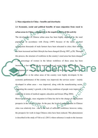 Mass migration from rural to urban areas
