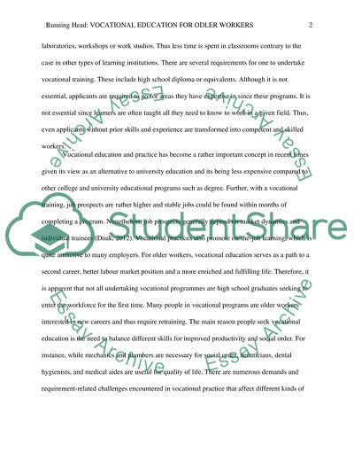 The Provision of Vocational Education for Older Workers