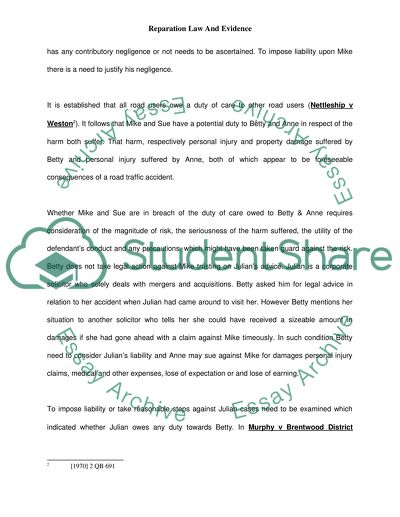 Reparation Law and Evidence