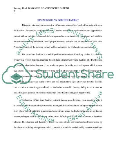Diagnosis of an infected patient