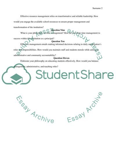 Interview questions for the principle