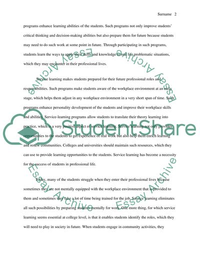 Should Service Learning Be a Requirement for College Graduation