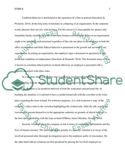 Ethics in an Organization