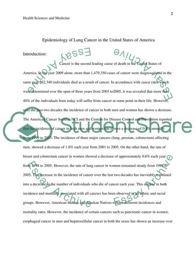 Epidemiology of Lung Cancer the USA