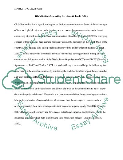 Globalization, Marketing Decisions and Trade Policy