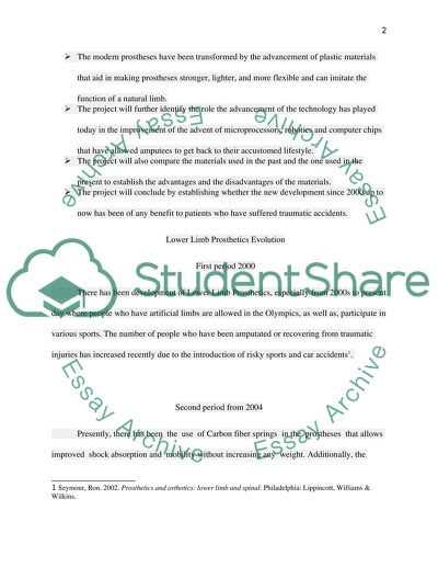 Lower Limb Prosthetics Evolution
