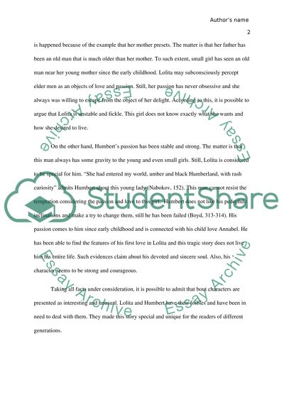 Characters of Lolita and Humbert