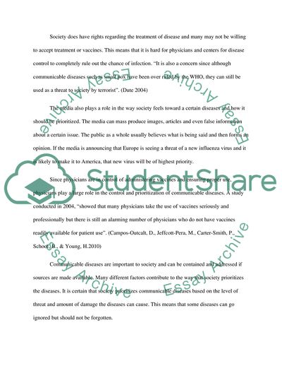 Society and Communicable Diseases