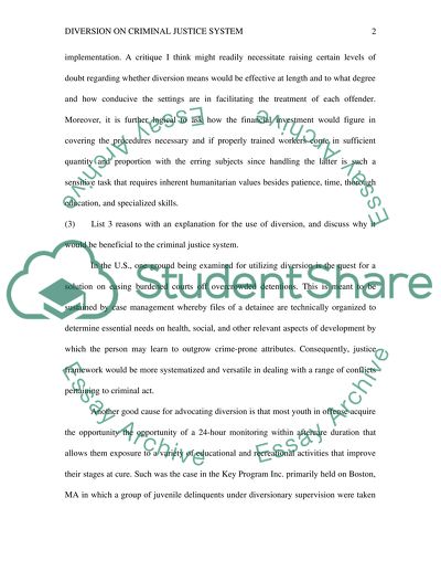 Criminal justice- diversion