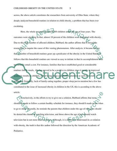 The Problem of Combating Childhood Obesity in the United States