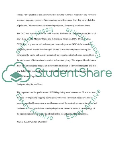 Problems faced by the International Maritime Organisation