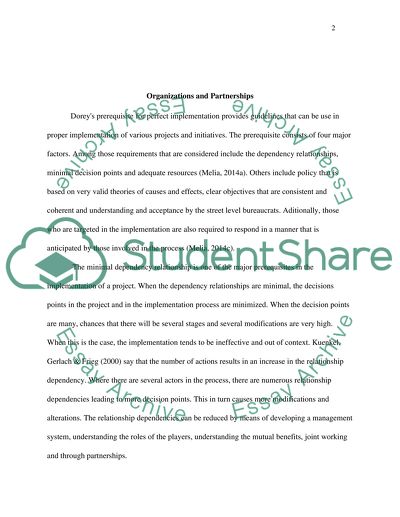 Summary of Planning implementation