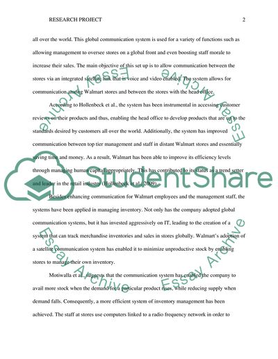 Global Communication Systems Referring to Walmart