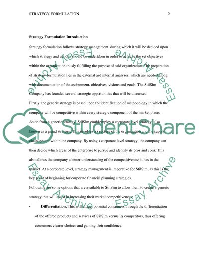 Strategy Formulation
